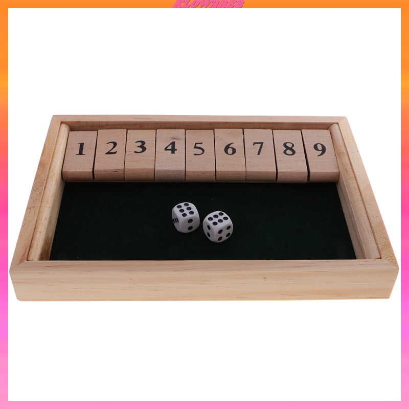 [KLOWARE2]Shut The Box Board Game Set with 2 Dices Number Drinking Games Adult Party Club