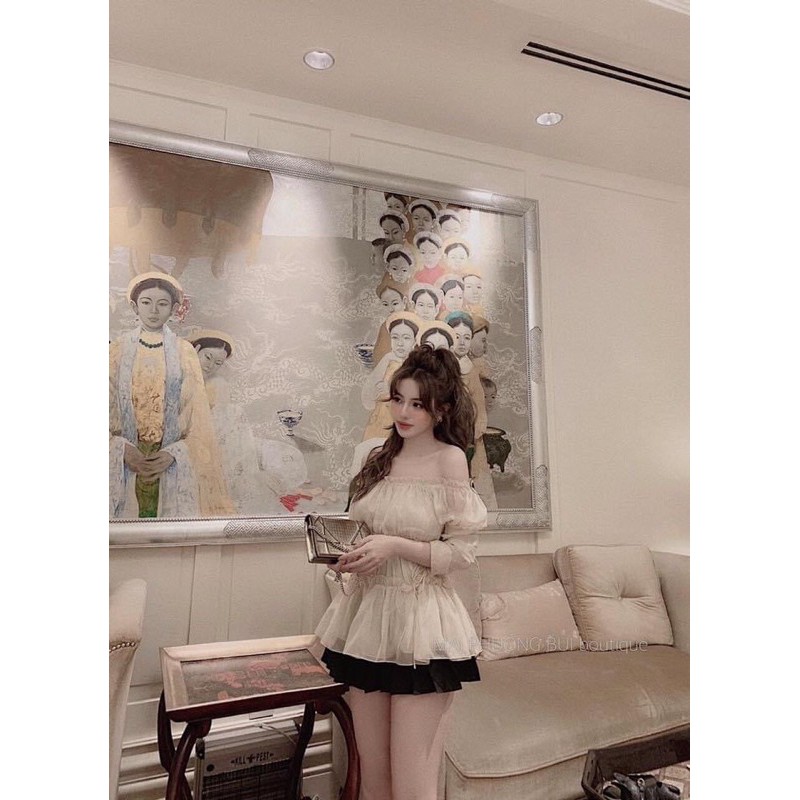 SET ÁO VOAN NHÚN BẸT VAI + CHÂN VÁY XẾP LY #190k