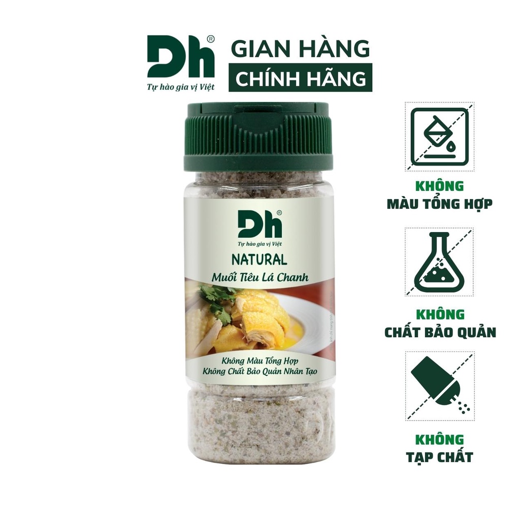 Muối tiêu lá chanh Natural DH Foods gia vị chế biến thực phẩm loại 1 thơm ngon 55/110gr - DHMTN85