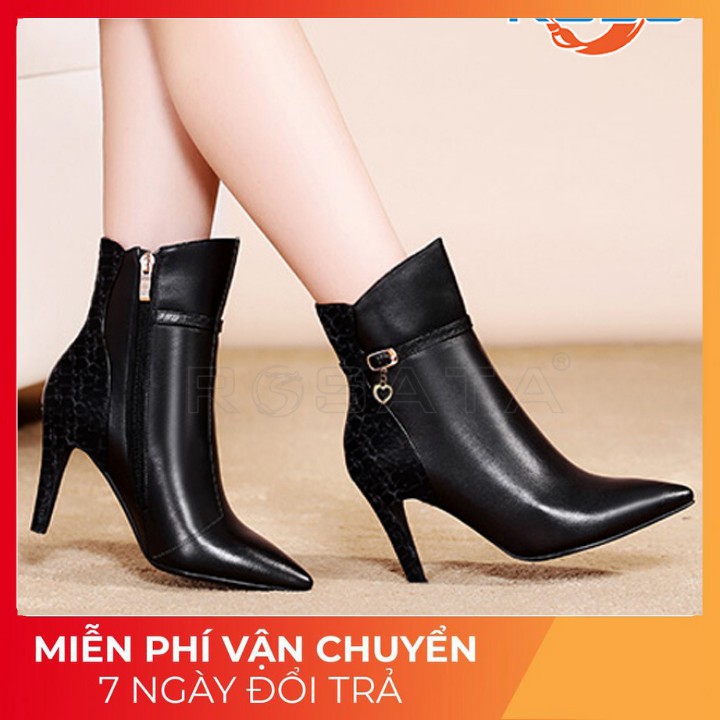 [ẢNH THẬT - FREE SHIP] Giày boot cao cổ ROSATA RO26 7p gót nhọn - HÀNG VIỆT NAM - BKSTORE