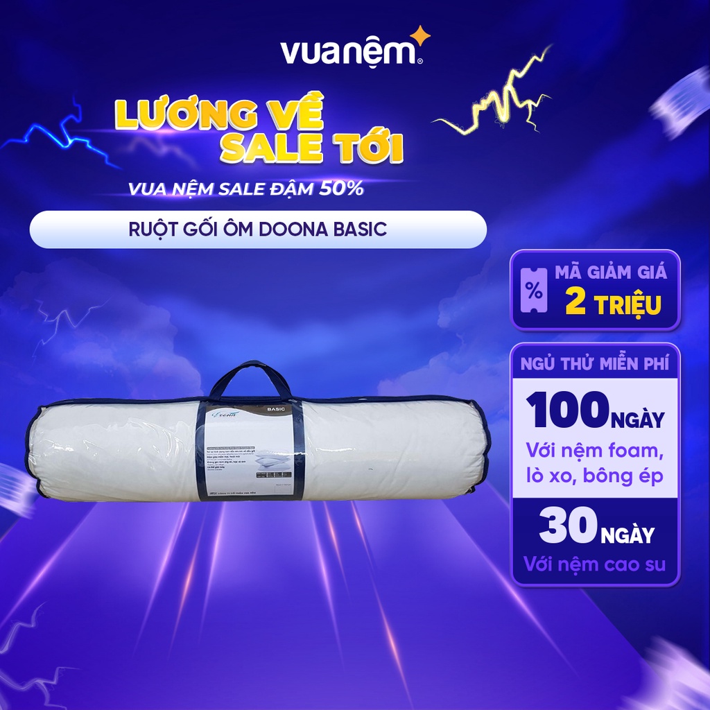 Gối ôm Doona Basic 35x100cm, gối ôm người lớn mềm mại êm ái phân phối bởi Vua Nệm