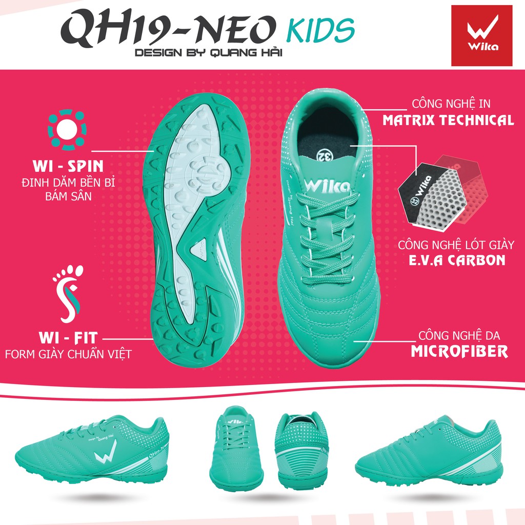 SIÊU PHẨM T3.2021 - Giày bóng đá Quang Hải Wika QH19Neo cao cấp, bám sân