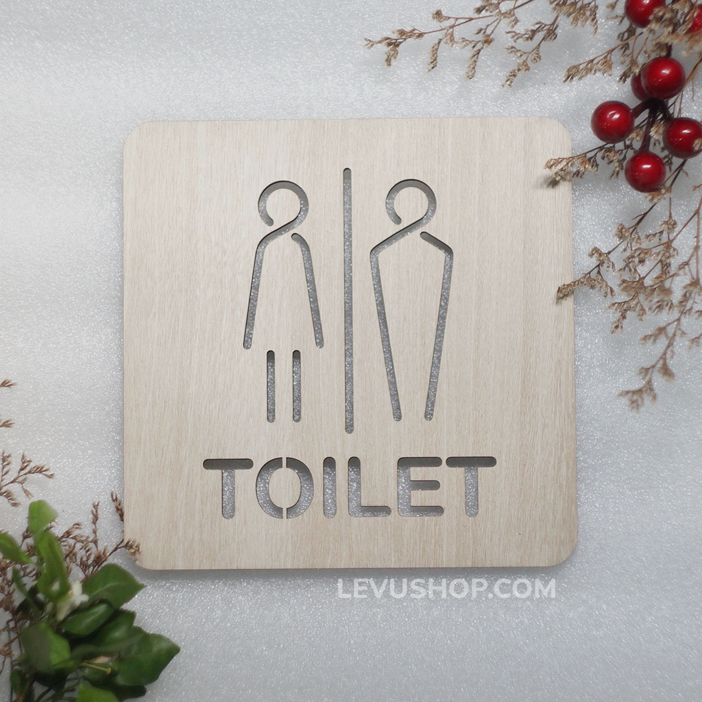 Bảng gỗ toilet dán tường trang trí phòng vệ sinh giá rẻ LEVU-TL14