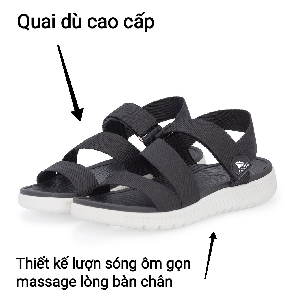 Giày sandal nữ, dép quai ngang nam FACOTA chính hãng đi học HA02
