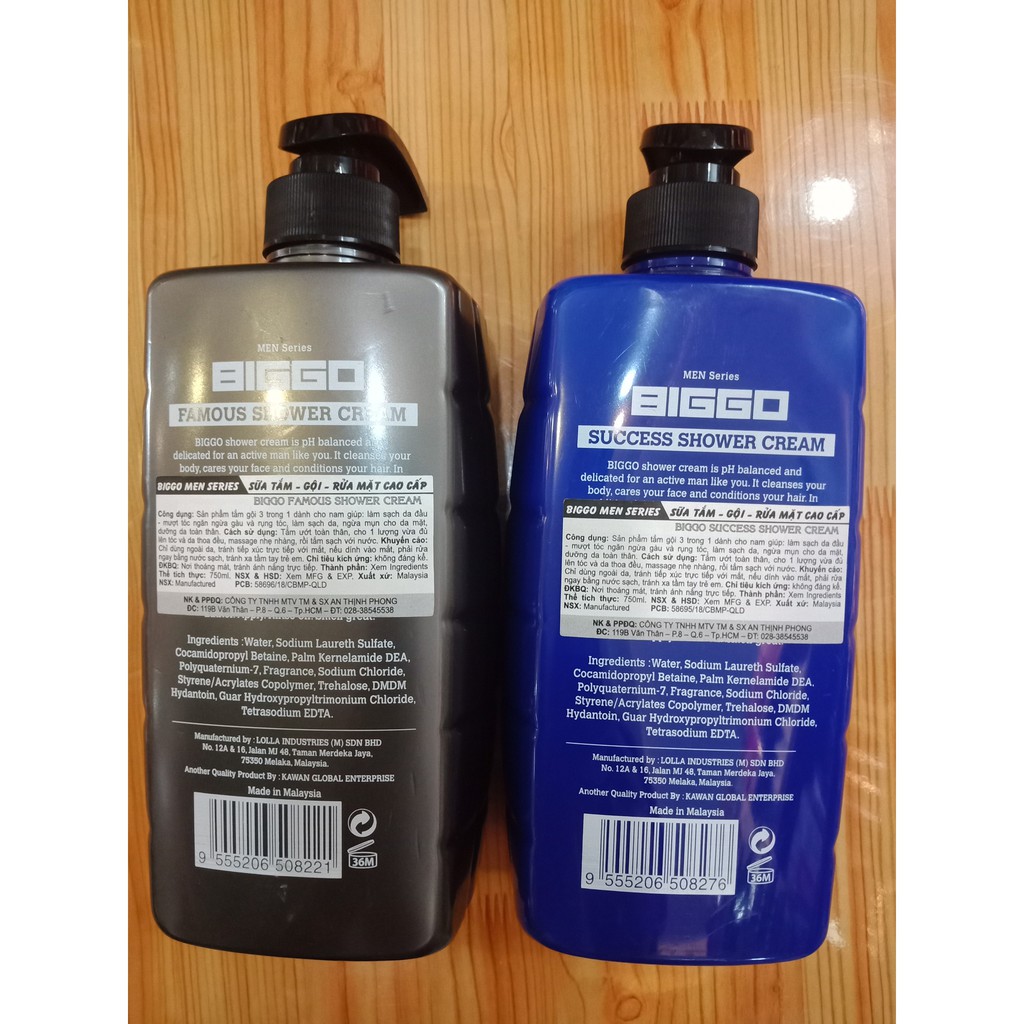 SỮA TẮM - DẦU GỘI - SỮA RỬA MẶT BIGGO 3in1 dành cho Nam
