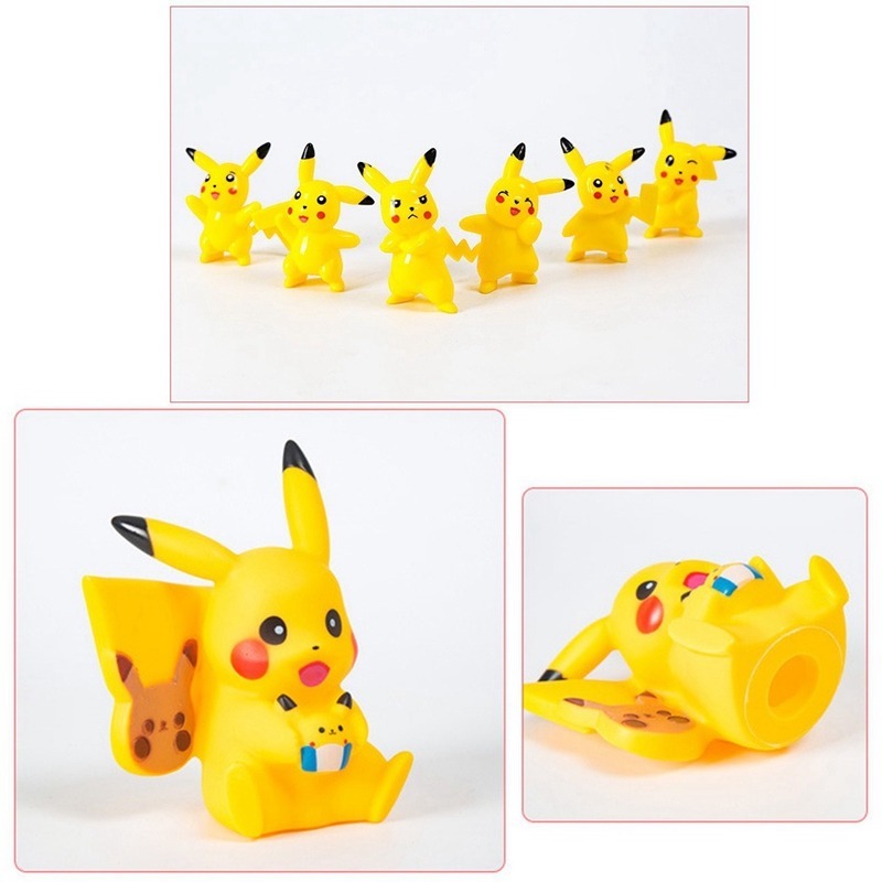 Set 6 Phụ Kiện Trang Trí Bánh Kem Hình Pikachu Dễ Thương Xinh Xắn