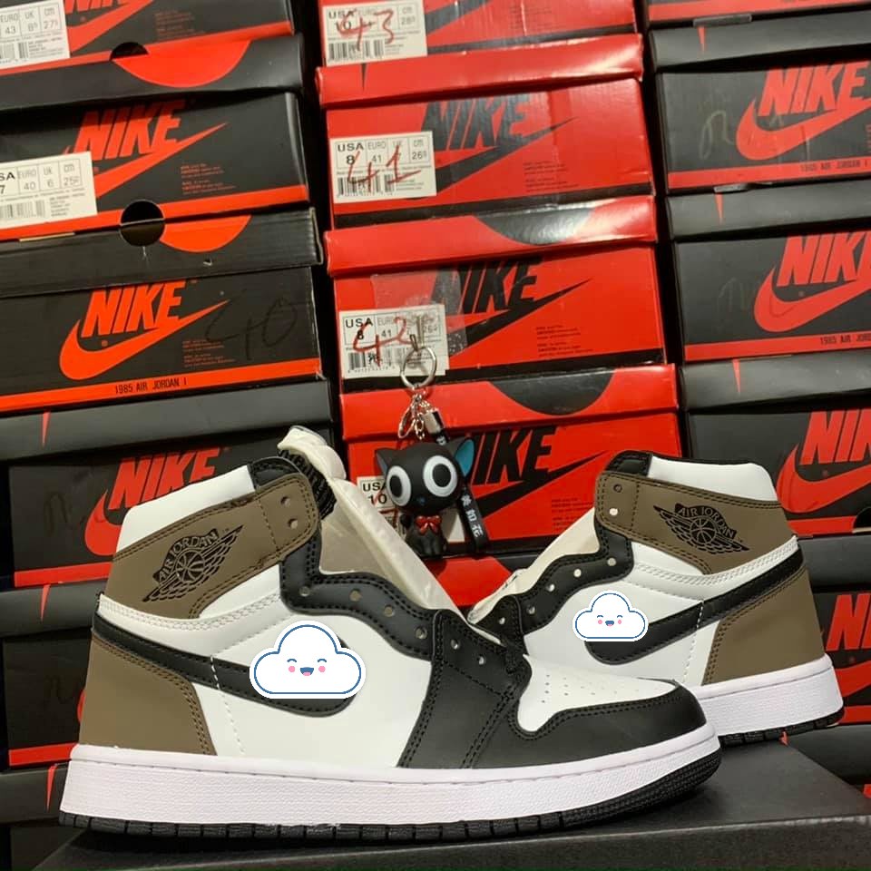 Giày thể thao Jordan 1 cao cổ nâu đen, Giày sneaker air jd1 dark mo cha nam nữ cực chất dễ phối đồ hàng Full Box