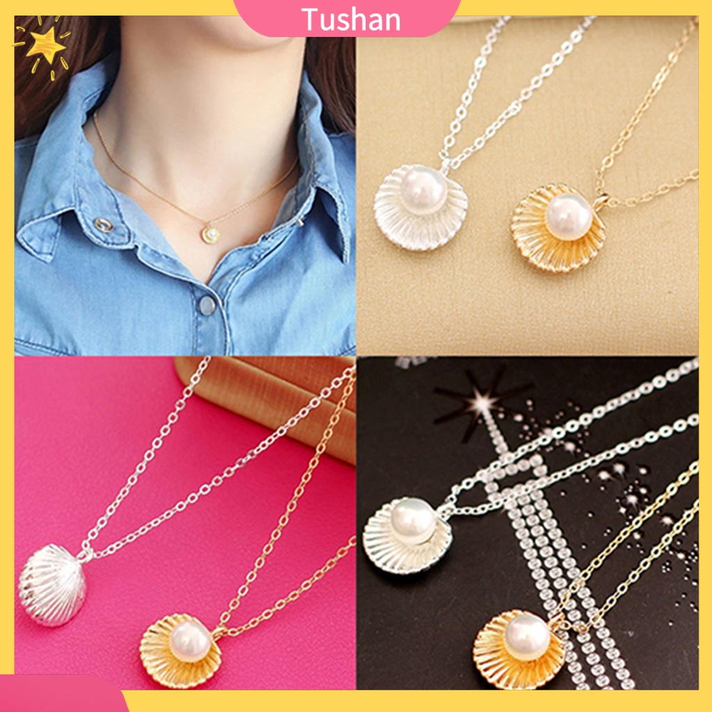 Dây chuyền mặt hình vỏ sò ngọc trai thời trang nữ thanh lịch
