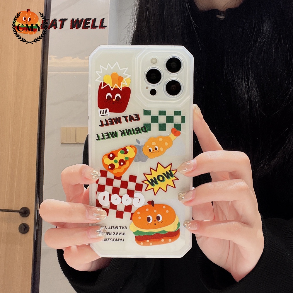ốp iphone 11 Ốp Điện Thoại tpu Mềm Hình Khoai Tây Chiên Và Hamburger Cho iphone 7 8 plus 11pro max 12mini 13 XR XS