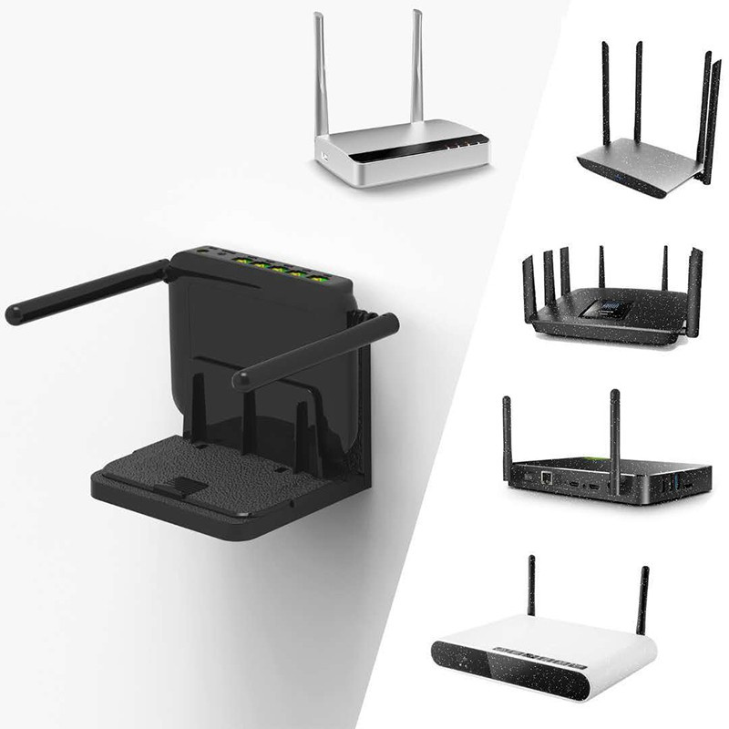 Wall-Mounted Bracket, Set-Top Box Bracket/Router/Optical em/Switch/Wireless Screen Device Universal Wall Mount Black