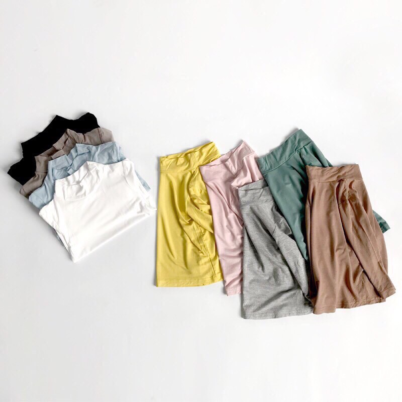 Áo thun cổ lọ chất liệu vải lanh mặc mát cực thích cho bé gái ShiniShop ( màu, size ib shop)