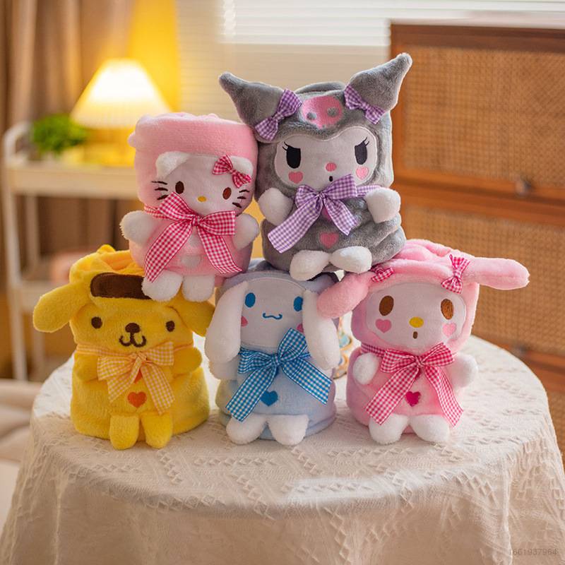 SANRIO Chăn Nỉ Mềm Mại In Hình Cinnamoroll Kuromi Hello Kitty Mymelody Purin Dễ Thương Cho Bé