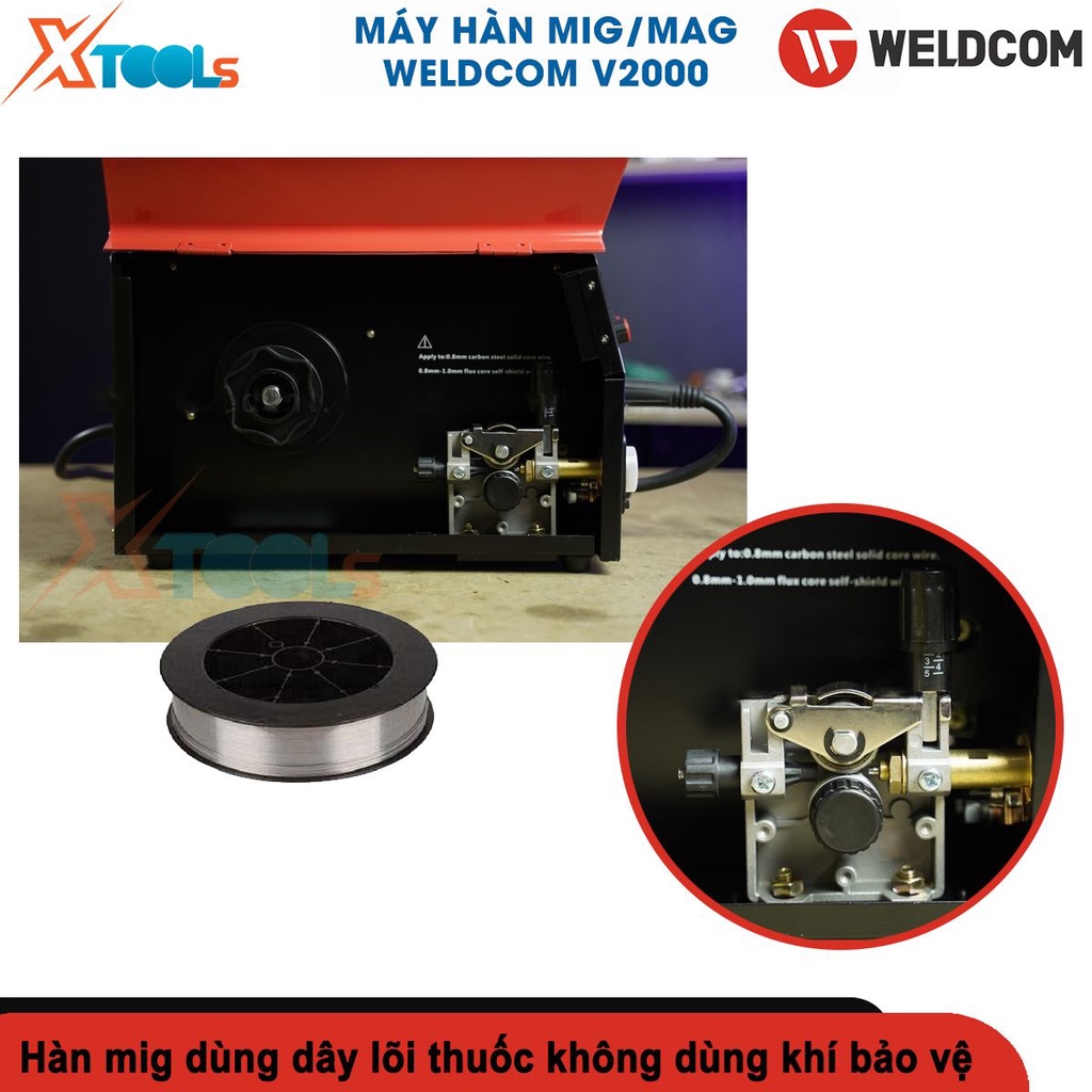 Máy hàn mig Weldcom V2000 đa chức năng hàn mig, tig, que, mối hàn đẹp ngấu sâu, dễ làm sạch xỉ [CHÍNH HÃNG][XTOOLS]