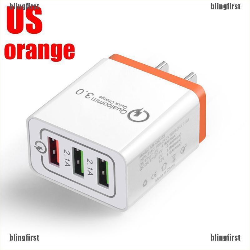 [Bling] 30W QC 3.0 Fast Quick Charger 3 Port USB Hub Wall Charger Adapter 2018 New [First]