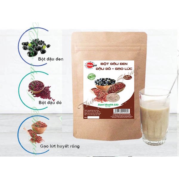 Bột rang gạo lức hyết rống + Đậu đen xanh lòng + đậu đỏ 1kg ( chế độ giảm cân ăn toàn)