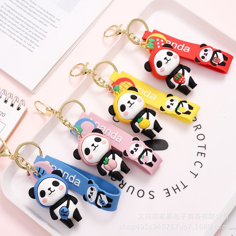 Móc khoá gấu trúc kèm dây và tag