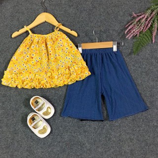 [⚡FREESHIP⚡] Set Đồ Bộ Cho Bé Gái Áo Hoa Cúc Quần Ống Rộng Dập Li Hàng Thiết Kế Xưởng Cho Bé 1 Tuổi đến 8 Tuổi