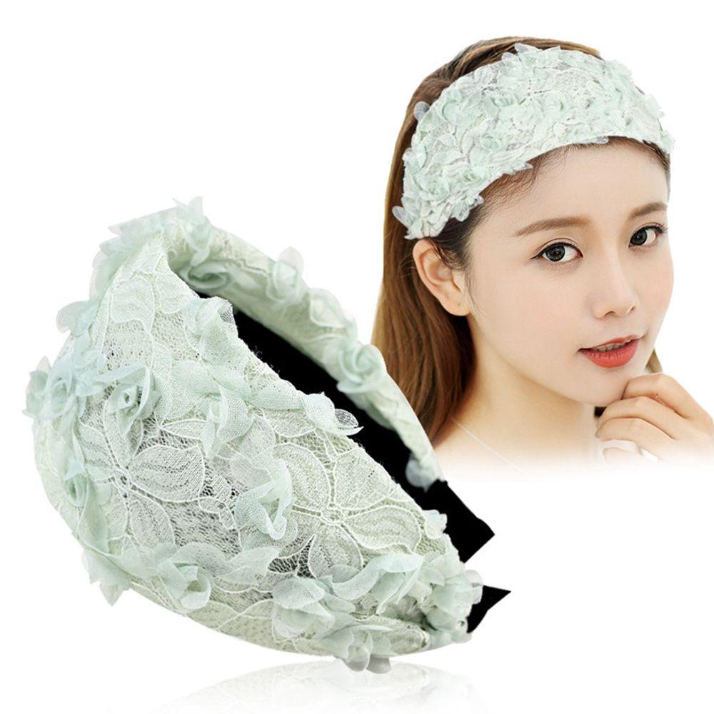 Băng Đô Cài Tóc Phối Lưới Bản Rộng Đính Hoa Ngọt Ngào Cho Nữ