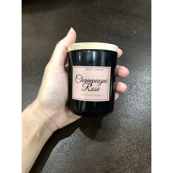 Nến thơm tự nhiên hương hoa hồng, tông ngọt, nguyên liệu nhập khẩu, 113grams, 1 bấc sợi