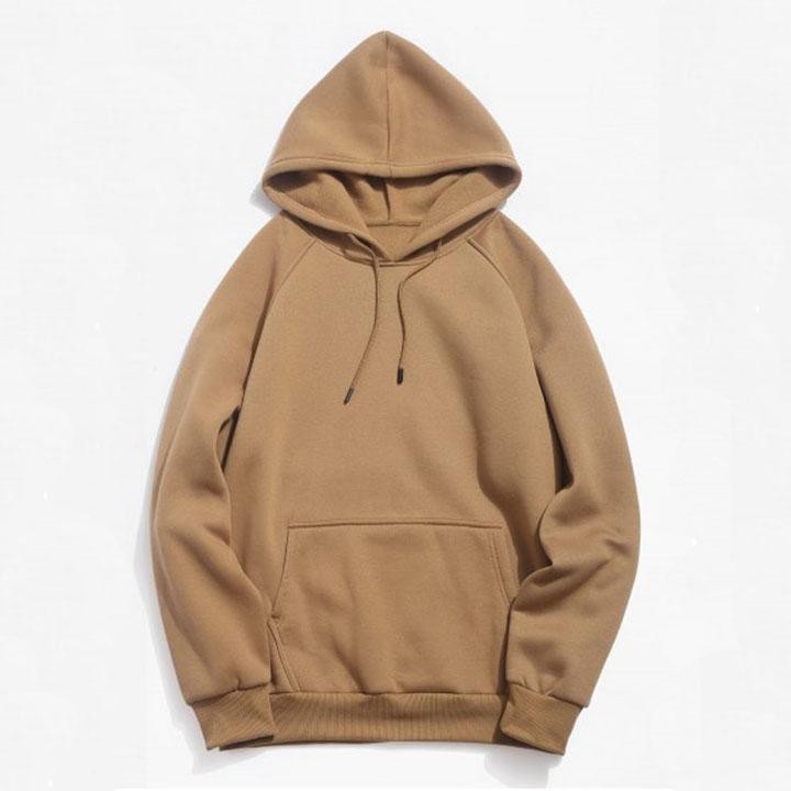 Áo hoodie nỉ bông trơn màu be