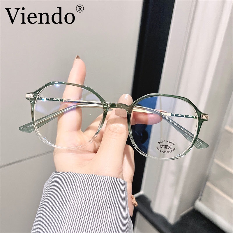 Mắt kính cận VIENDO tròng đổi màu chống ánh sáng xanh phong cách Hàn Quốc cho nam nữ(có thể cắt cận thị ống kính)