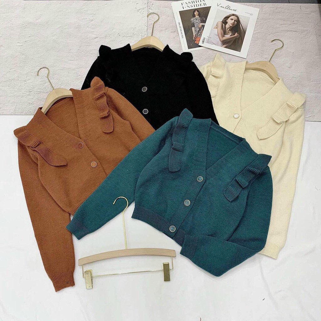 Cadigan ngắn 3 cúc bèo 2 vai