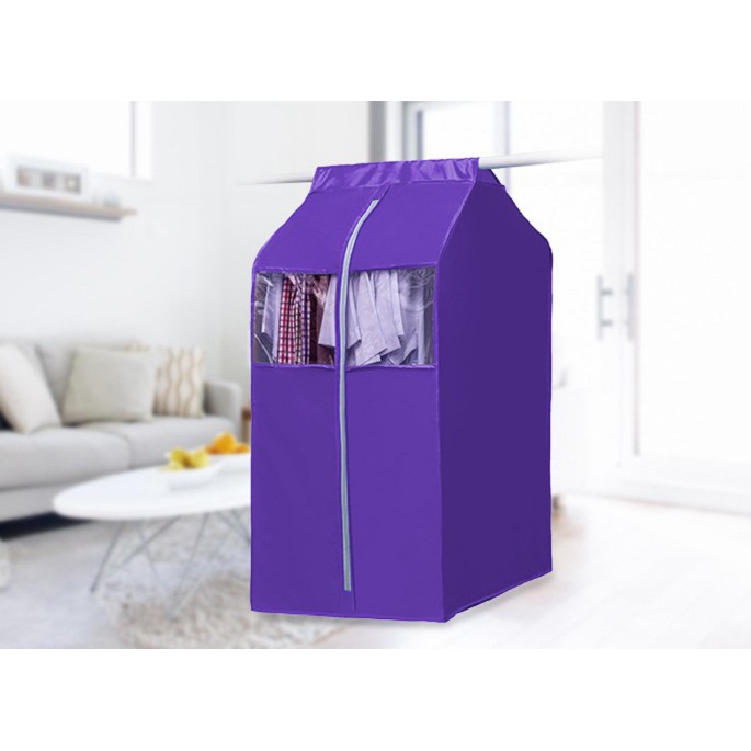 Tủ vải treo quần áo chống bụi có dây kéo 48x59x110 cm, giao màu ngẫu nhiên+ Tặng kèm 1 túi đựng đồ ngẫu nhiên