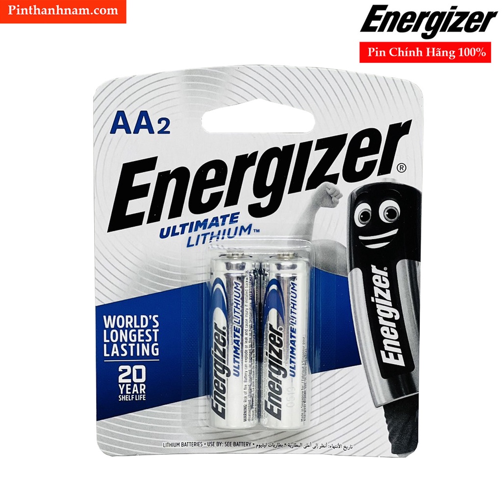 Pin AA Energizer lithium vỉ 2 viên LR91 chính hãng
