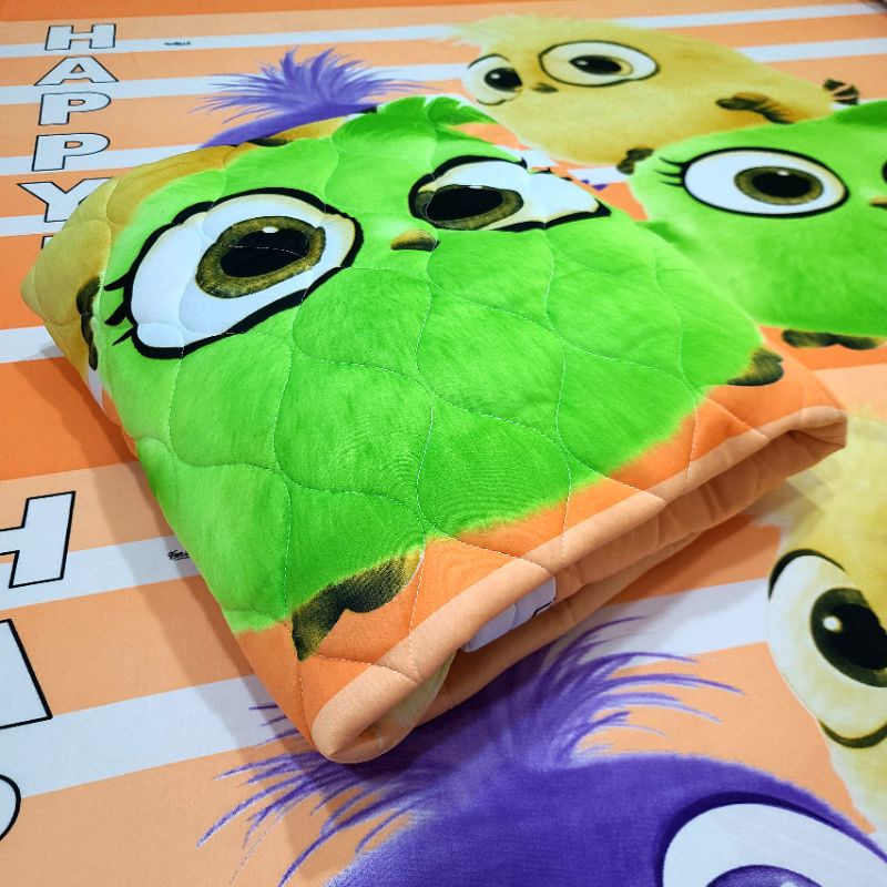 BỘ DRAP THUN HÀN QUỐC ANGRY BIRDS [ 5 MÓN : 1 GA TRẢI GIƯỜNG, 2 VỎ GỐI NẰM, 1 VỎ GỐI ÔM, 1 MỀN CHẦN GÒN ].