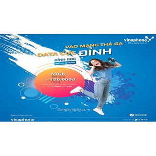 Bán Sim 4G Vina D60G 1 năm- 720Gb (2Gb/ngày) +18000 phút nội mạng + 600 phút liên mạng