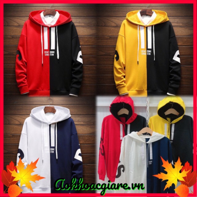 Áo khoác nỉ chui hoddie nam nữ phối 2 màu Because