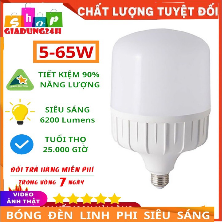 {BH ĐỔI MỚI 1 NĂM-LP CAO CẤP ®}BÓNG ĐÈN LED BULB TRỤ  LINH PHI  5W 10W 15W 20W 30W 40W 50W 65W TIẾT KIỆM ĐIỆN