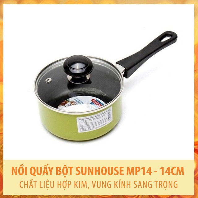 [XẢ KHO] Nồi Quấy Bột/ Nấu Bột Chống Dính Sunhouse SHG-MP14 Màu Xanh (14cm)