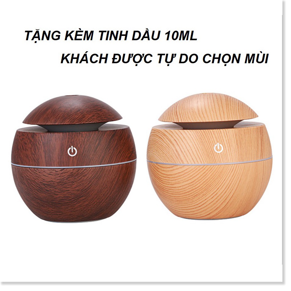 Máy Phun Sương Tạo Ẩm Vân Gỗ Mini - Máy Xông Tinh Dầu Cao Cấp - Máy Khuếch Tán Tinh Dầu Tặng Kèm 1 Lọ Tinh Dầu Cực Thơm