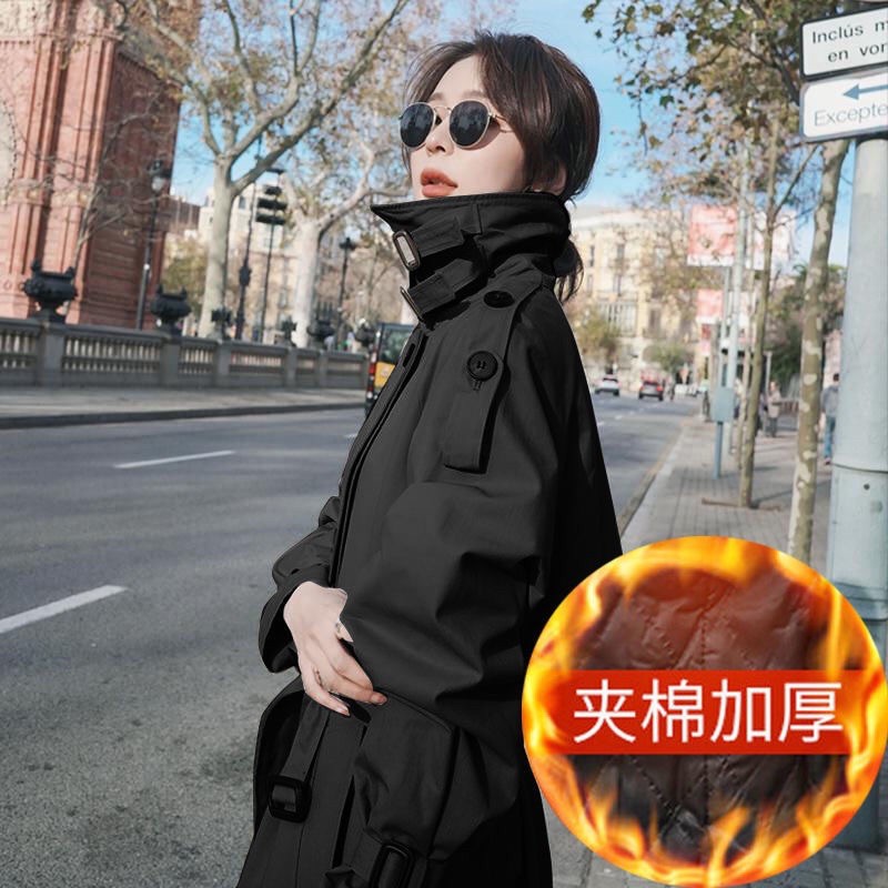 Áo khoác mangto dáng dài cổ cao ngầu xinh