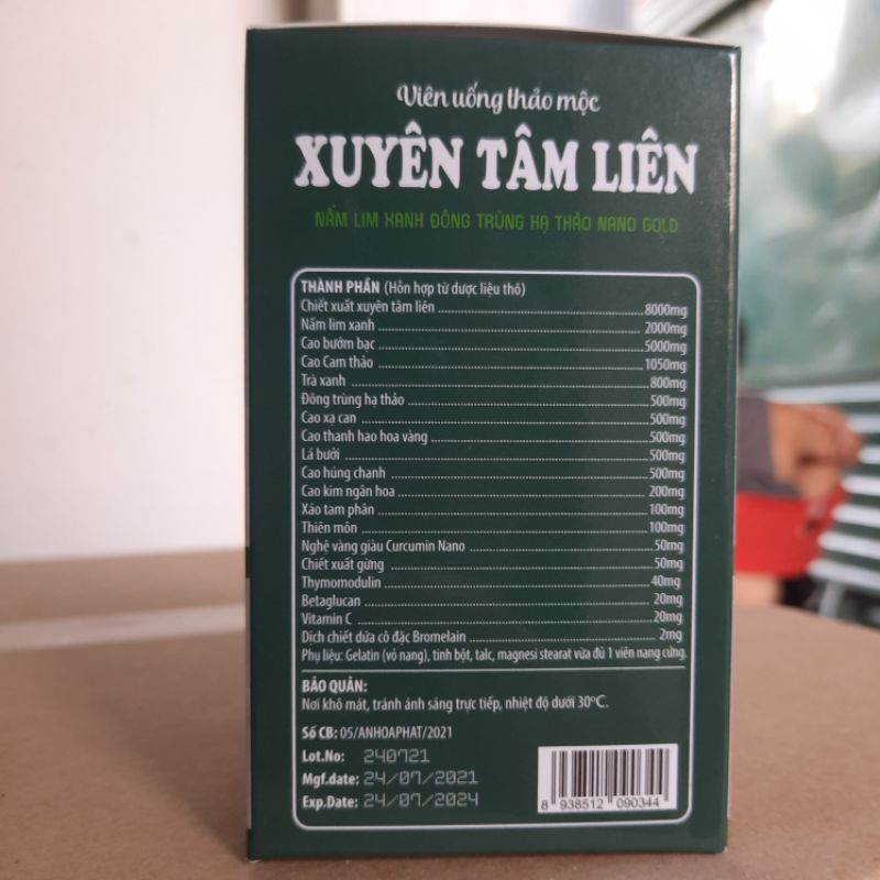 Viên uống thảo mộc XUYÊN TÂM LIÊN -  tốt cho người cần phòng ngừa vấn đề về hô hấp do vi khuẩn ,virus