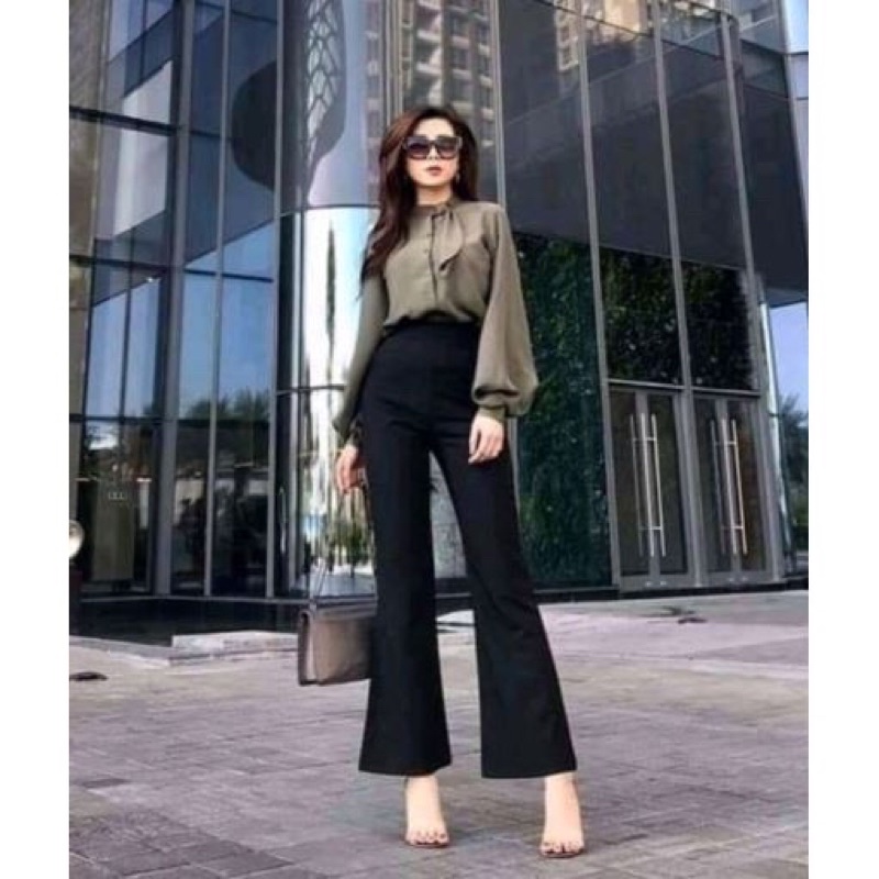 Quần ống loe, quần tây ống loe cạp cao siêu hách dáng