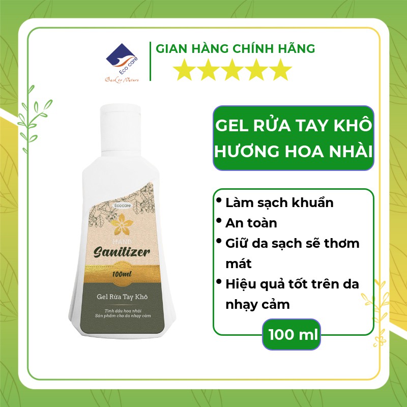 Nước rửa tay khô sát khuẩn dạng gel hương hoa nhài Ecocare 100ml