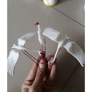 Combo 3 con cò nhựa chân kẽm gắn cây cảnh hồ cá