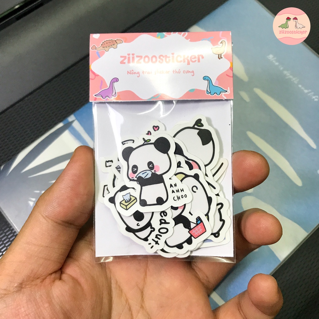 Set 25 Sticker Gấu Trúc Cute, hình dán trang trí bình nước, điện thoại, laptop, mũ bảo hiểm, sticker làm quà tặng