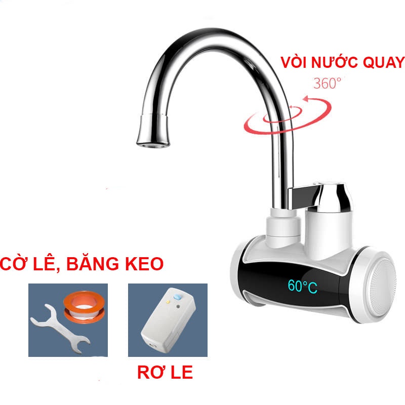 Vòi nước nóng, Máy làm nóng nước trực tiếp tại vòi QWater ️có vòi rửa và Rơ le chống giật, an toàn, tiết kiệm điện