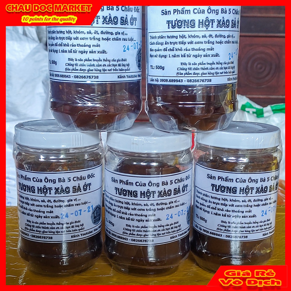 Tương Hột Xào Sả Ớt Truyền Thống Hủ 500gr Ăn Liền Món Ăn Chay Ngon Chính Hiệu Ông Bà 5 Châu Đốc.