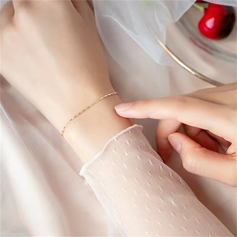 Vòng Đeo Tay Mặt Vuông Nhỏ Phong Cách Mori Đơn Giản Cho Nữ