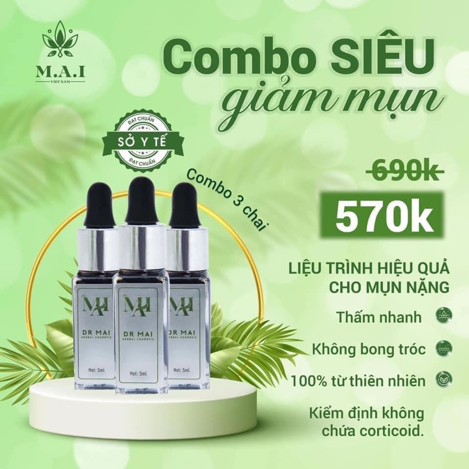 Dr Mai combo 3 hộp serum mụn Dr Mai nguyên chất 5ml lựa chọn hiệu quả cho da nhiều mụn