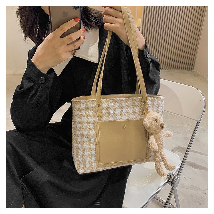 Túi xách đeo vai JASMIN NOIR hình vuông cỡ lớn làm từ vải canvas thiết kế đơn giản thời trang dễ thương cho nữ