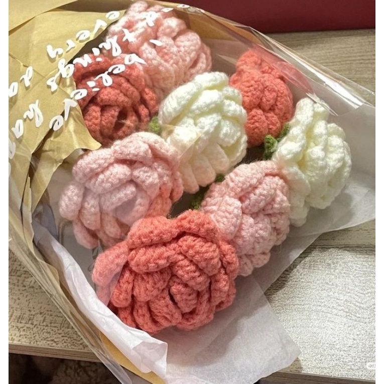 Hoa hồng len handmade