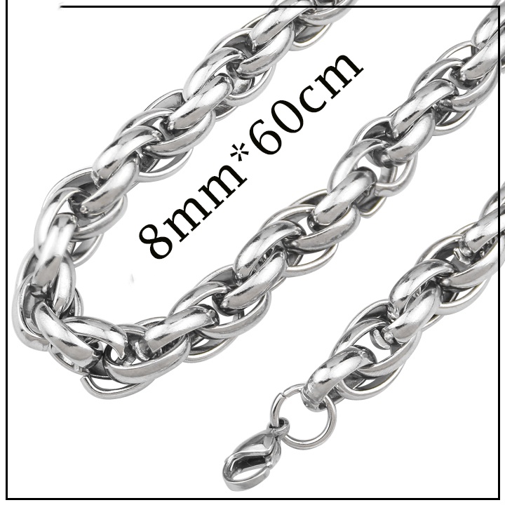 Dây chuyền nam kiểu 3 khoen to 8mm lồng nhau bằng inox không đen, không gỉ - Thể hiện đẳng cấp phái mạnh