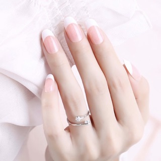 Bộ 24 móng tay giả kiểu trắng đầu móng