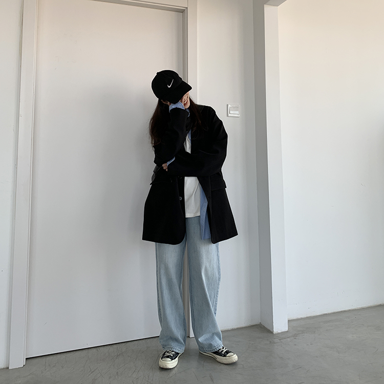 Áo khoác blazer tay dài dáng rộng phong cách Hàn Quốc cho nữ