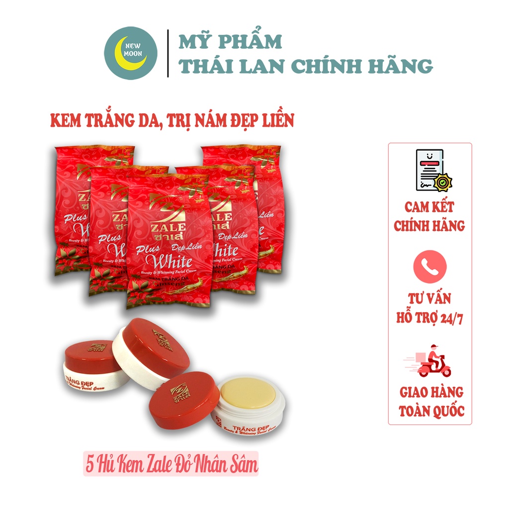 5 Hủ Kem Dưỡng Trắng Da ZALE ĐỎ NHÂN SÂM 6g Tẩy Nám Tàn Nhang Che Khuyết Điểm (Hàng Chính Hãng)